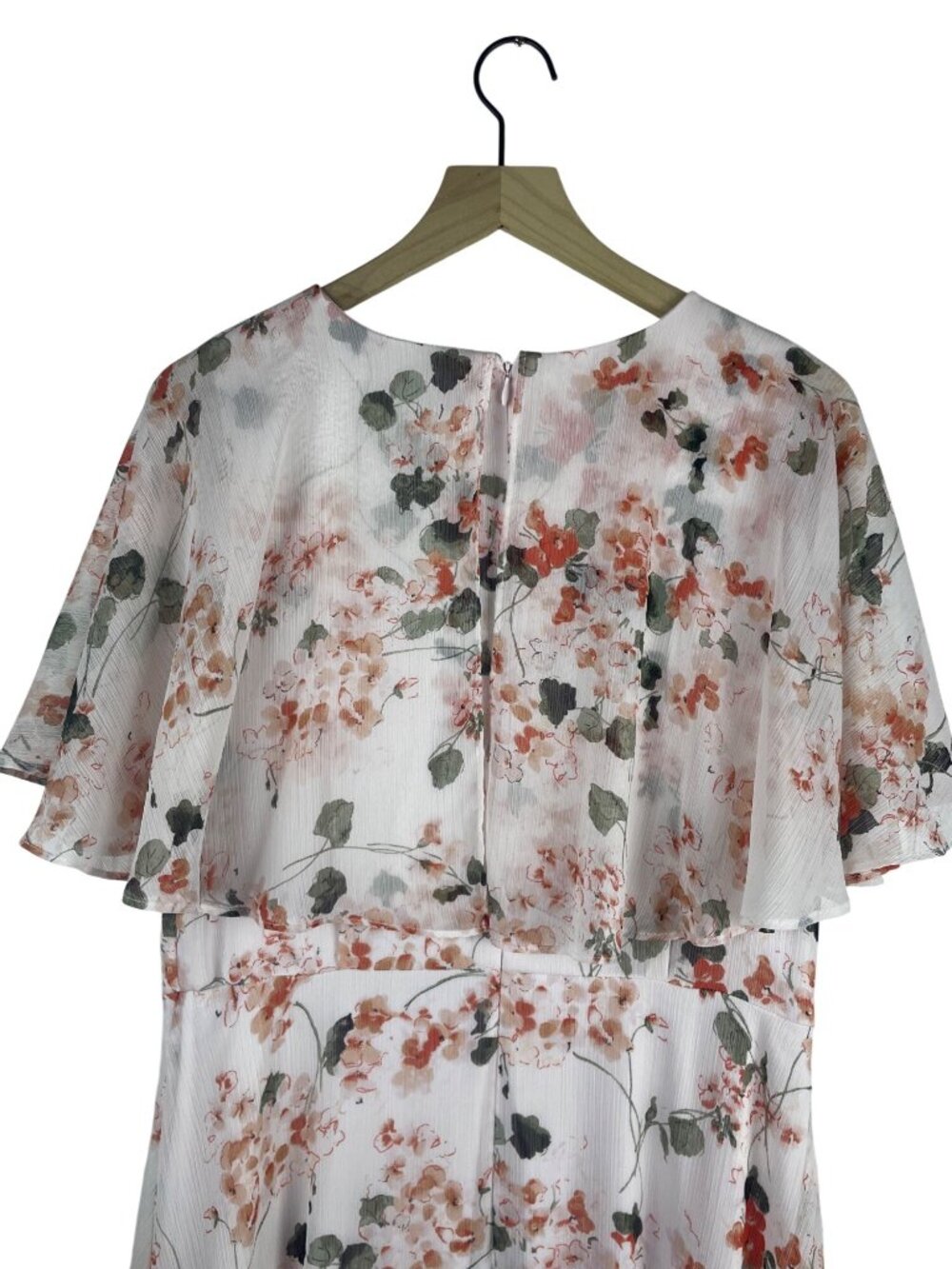 Calvin Klein Floral Maxi Dress With Flutter Sleeves Size 14 100% Polyester Pink - Picture 9 of 9